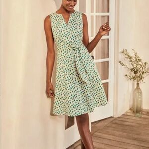 BODEN Women’s Dress Size 8 Lemon Print Cotton Blend Fit & Flare Sleeveless Dress